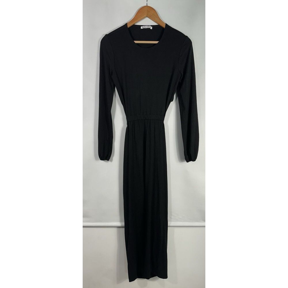 Reformation Small Black Open Back Tencel Spandex Blend Soft Maxi Dress